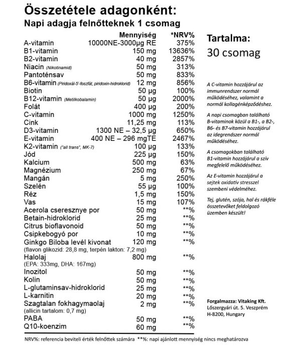 Vitaking Multi Senior Profi - Multivitamin Extrákkal 50 év felettieknek