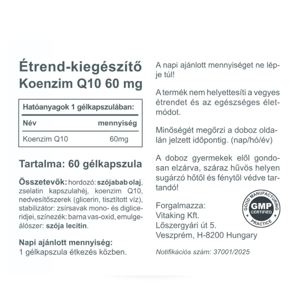 Vitaking Q10 koenzim 60mg-os (60 gélkapszula) vitaking.hu