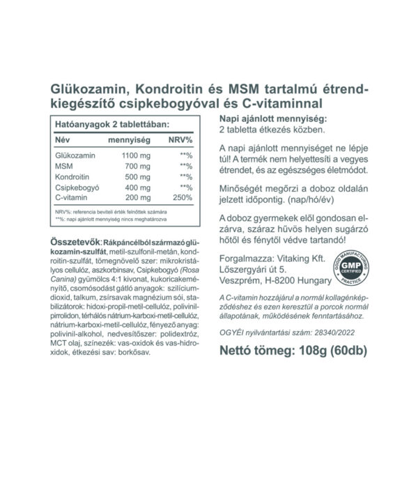 Vitaking Joint Formula (Glükozamin + Kondroitin + MSM )