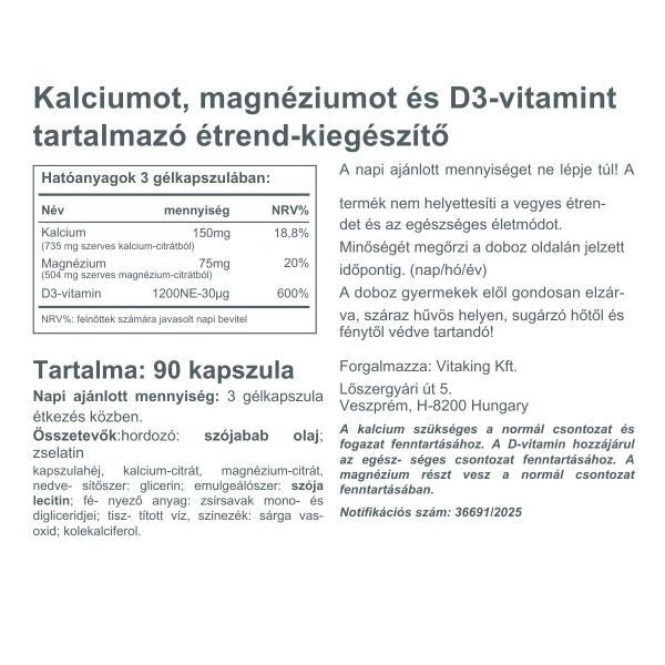 Vitaking CalMag CITRÁT+D3-vitamin - három hatóanyag együttes erejével
