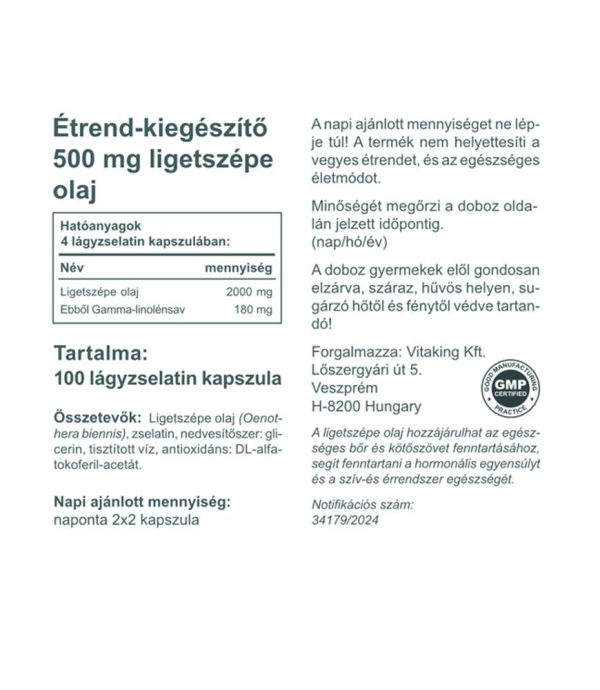 Vitaking Ligetszépe olaj 500mg (100 gkapsz) I vitaking.hu