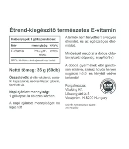 Vitaking E-vitamin (400NE) 60 db-os, természetes (d-alfa tokoferol)