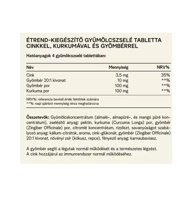 Fruit Tablets Gyömbér-Cink