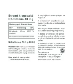 B2 vitamin riboflavin 40mg (60)