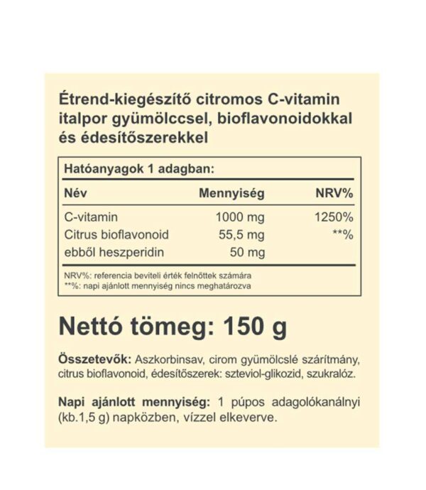 Instant Supreme C-vitamin por (+biof) citrom íz 150g