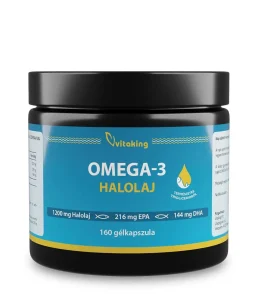 Vitaking Omega 3 halolajat természetes triglicerid formában, amely könnyen emészthető és hatékony felszívódást biztosít a szervezetben, kiváló minőségű omega-3 EPA és DHA zsírsavakkal.